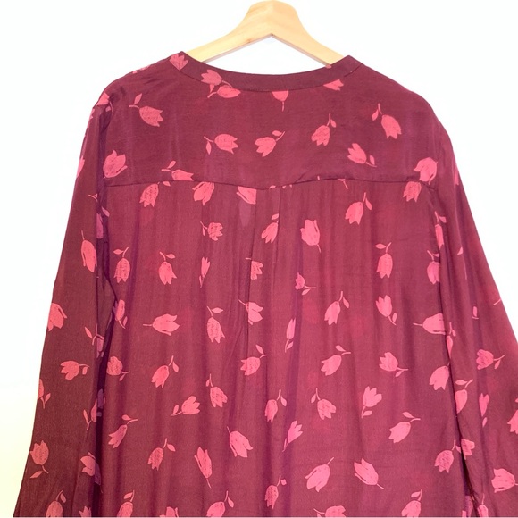 Long Tall Sally Size Red Floral Long Sleeve Blouse Size 14 - Picture 13 of 13